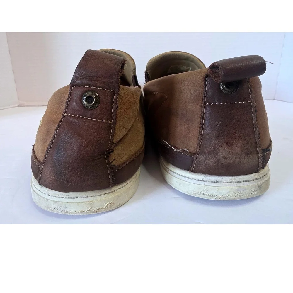 Margaritaville 'Cabana' Brown Leather Slip On Moc Toe Loafers Casual SZ 13